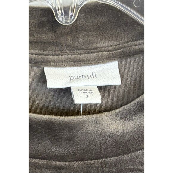 J JILL Mocha Dipped Hem Crushed Velour Dress Women Small Velvet Pockets Winter - Picture 3 of 13